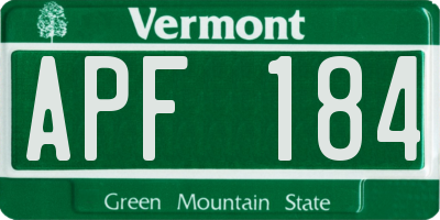 VT license plate APF184