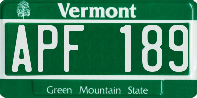 VT license plate APF189