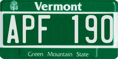 VT license plate APF190