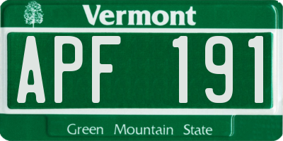 VT license plate APF191