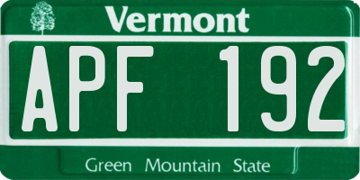VT license plate APF192