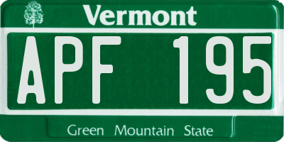 VT license plate APF195