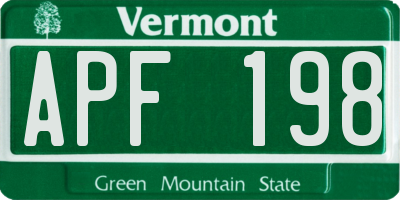 VT license plate APF198
