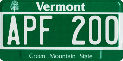 VT license plate APF200
