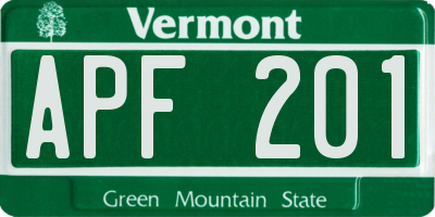 VT license plate APF201