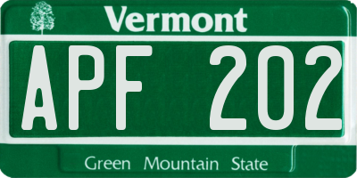 VT license plate APF202