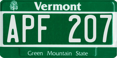 VT license plate APF207