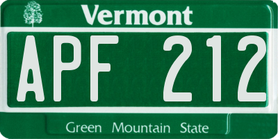 VT license plate APF212