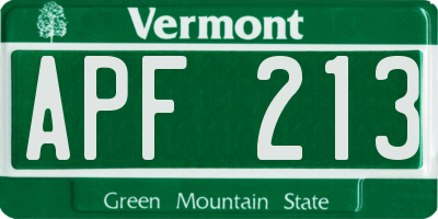 VT license plate APF213