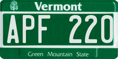 VT license plate APF220