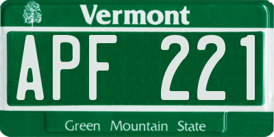 VT license plate APF221