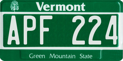 VT license plate APF224