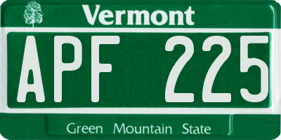 VT license plate APF225