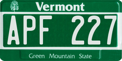 VT license plate APF227