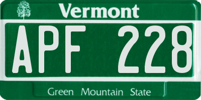 VT license plate APF228