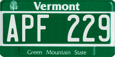 VT license plate APF229