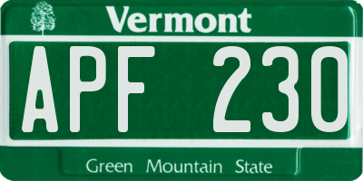 VT license plate APF230