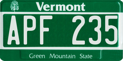 VT license plate APF235