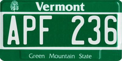 VT license plate APF236