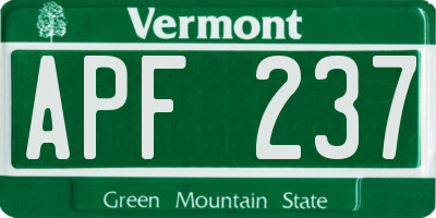 VT license plate APF237