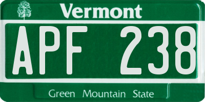 VT license plate APF238