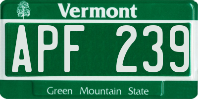 VT license plate APF239