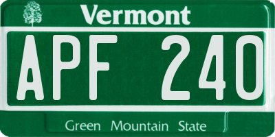 VT license plate APF240