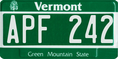 VT license plate APF242