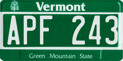 VT license plate APF243
