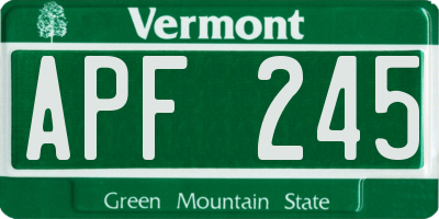 VT license plate APF245