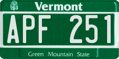 VT license plate APF251