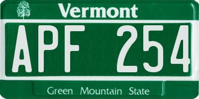 VT license plate APF254