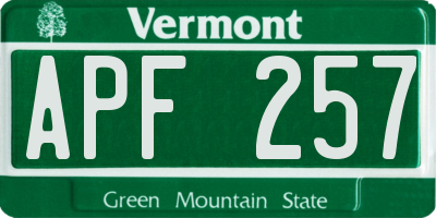 VT license plate APF257