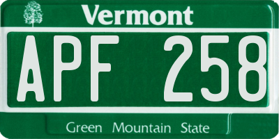 VT license plate APF258