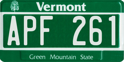VT license plate APF261