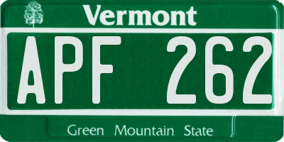 VT license plate APF262
