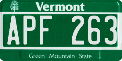 VT license plate APF263