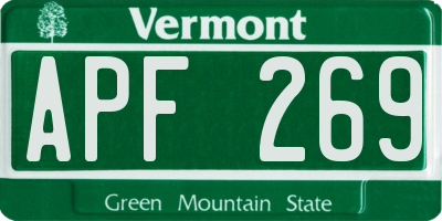 VT license plate APF269
