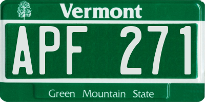 VT license plate APF271