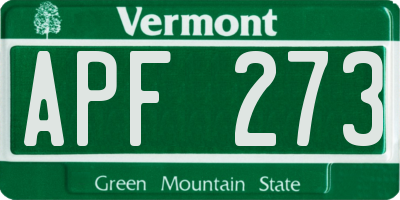 VT license plate APF273