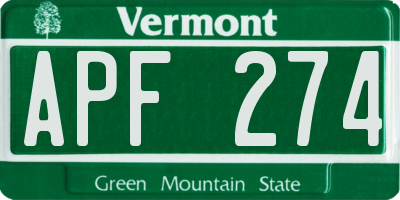 VT license plate APF274
