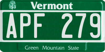 VT license plate APF279