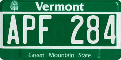 VT license plate APF284