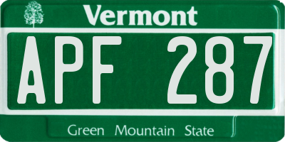 VT license plate APF287