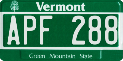 VT license plate APF288