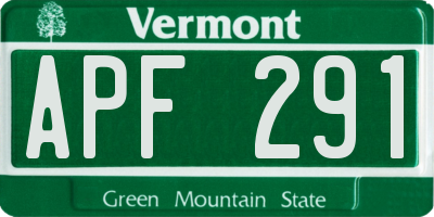 VT license plate APF291