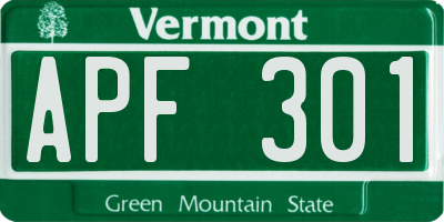 VT license plate APF301