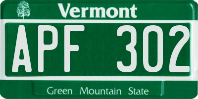 VT license plate APF302