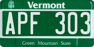 VT license plate APF303