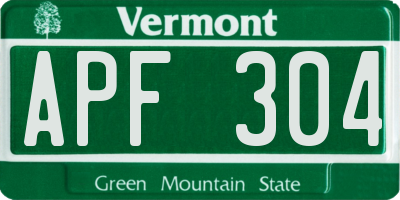 VT license plate APF304
